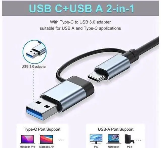Main image of USB Hub,USB C hub,USB hub with USB C Multiport Adapter, USB Splitter with 1xUSB 3.0,4xUSB2.0,2 x USB C,USB c hub for MacBook Pro/PC/Laptop/Tablet Devices (Grey 7in1)