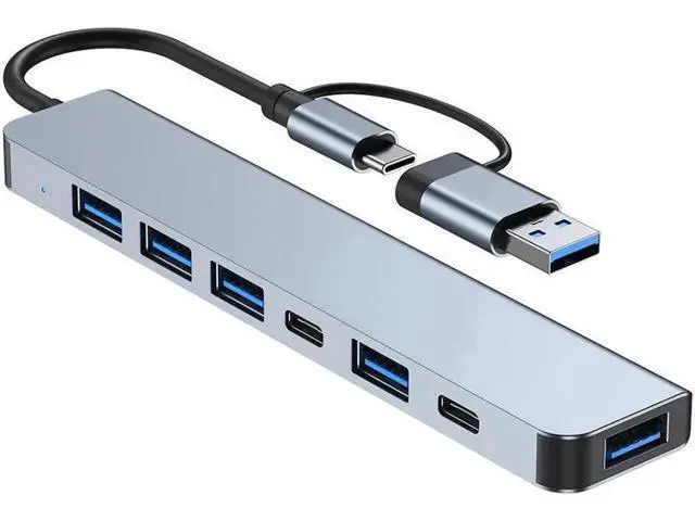 Alt view image 4 of 7 - USB Hub,USB C hub,USB hub with USB C Multiport Adapter, USB Splitter with 1xUSB 3.0,4xUSB2.0,2 x USB C,USB c hub for MacBook Pro/PC/Laptop/Tablet Devices (Grey 7in1)