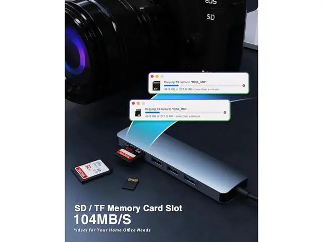 Alt view image 7 of 7 - USB C Hub/Adapter, 6 in 1 with 4K HDMI Output, USB 3.0, 2*USB 2.0, SD/TF Card Reader, USB C Dongle for MacBook Pro/Air, XPS More Type C Devices