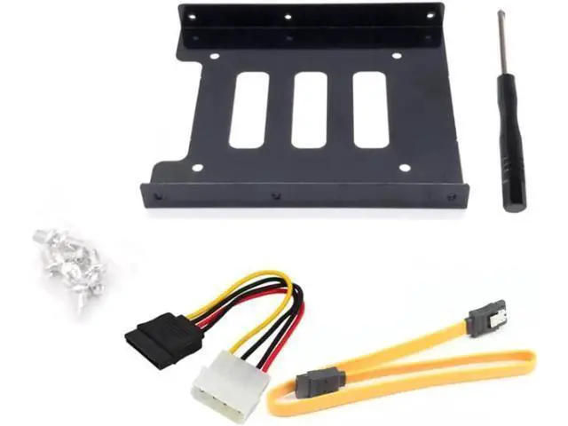 Alt view image 6 of 6 - 2.5 to 3.5 Inch Hard Disk Metal Bracket Adapter HDD Holder with IDE 4P Male to SATA 15 Pin Cable SATA 3.0 Cable for Desktop PCSSD Server (Yellow)