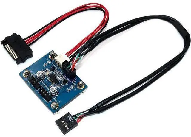 Main image of USB 2.0 9pin Header 1 to 2 Extension Hub Splitter Adapter-Converter MB USB 2.0 Male to 2 Male-30CM 9-pin Cable (180 Degree+SATA Cabl)