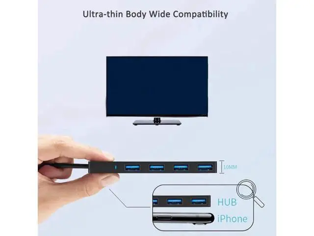 Alt view image 3 of 7 - USB Hub,USB Splitter,USB 4-Port Extender Multiport USB Adapter,USB 3.0 Hub,4-Port USB Hub USB Splitter USB Expander for Laptop, Xbox, Flash Drive, HDD, Console, Printer, Camera,Keyborad, Mouse