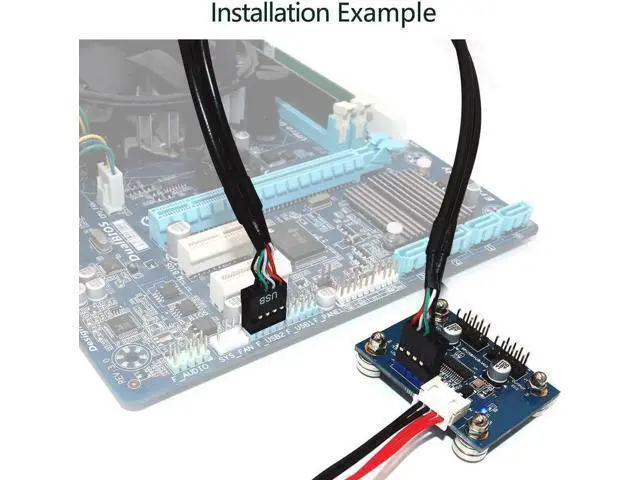 Alt view image 3 of 7 - USB 2.0 9pin Header 1 to 2 Extension Hub Splitter Adapter-Converter MB USB 2.0 Male to 2 Male-30CM 9-pin Cable (180 Degree+SATA Cabl)