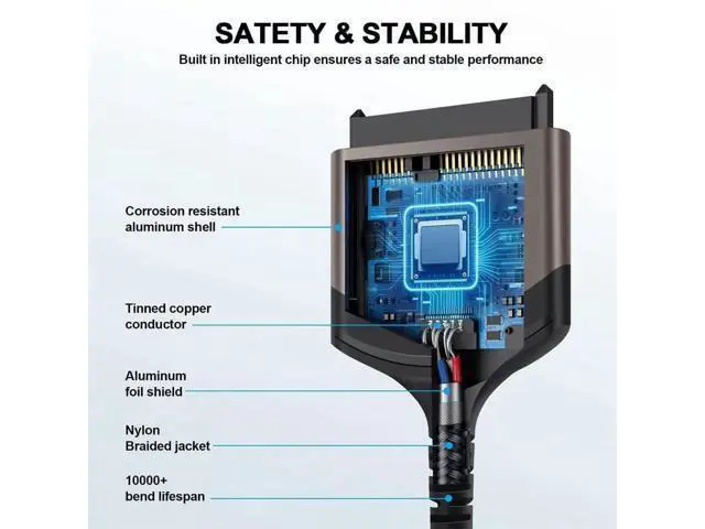 Alt view image 3 of 6 - 5Gbps USB-C Type-C to SATA 22 Pin Adapter Cable for 2.5" Hard Disk Driver SSD Laptop