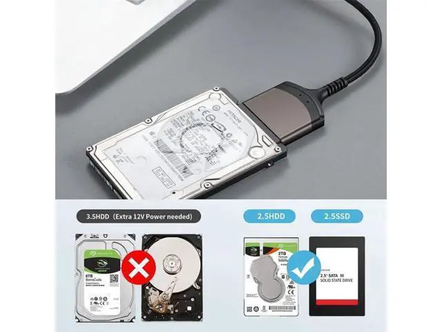 Alt view image 5 of 6 - 5Gbps USB-C Type-C to SATA 22 Pin Adapter Cable for 2.5" Hard Disk Driver SSD Laptop
