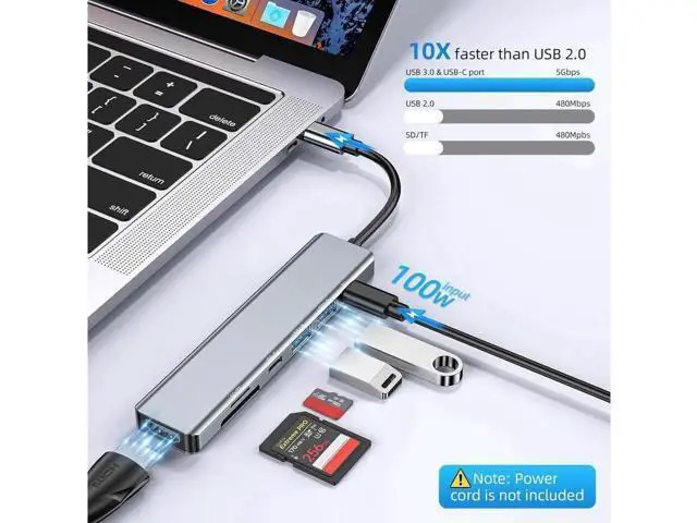 Alt view image 5 of 7 - USB C Hub, 7 in 1 USB C to HDMI Multiport Adapter, 4K HDMI, Power Delivery 100 W, USB 3.0 Port, USB 2.0, USB C , SD/TF Card Reader, USB C Dongle for MacBook Pro/Air, Laptop and USB C Devices