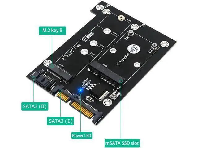 Alt view image 5 of 6 - Riser 2 in 1 mSATA / M2 NGFF SSD to Dual SATA 3.0 Converter M.2 SATA Adapter mSATA to SATA Expansion Card Board for Miner Mining