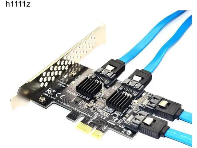 Alt view image 2 of 7 - 4 port SATA 3.0 to PCIe expansion Card PCI express PCI e SATA Adapter PCI-e SATA 3 Converter with Heat Sink for PC IPFS SSD HDD