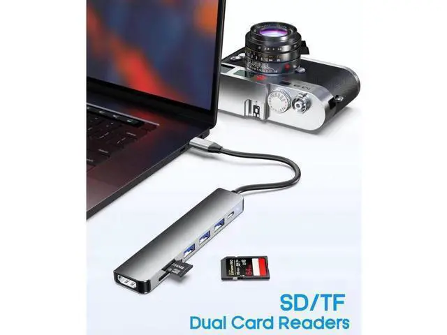 Alt view image 5 of 7 - USB C Hub, USB C Adapter 7 in 1 Multi-port USB C to with 4K HDMI, SD/TF Card Reader, USB C 100W PD, USB 3.0 and 2*USB 2.0, USB C Dock Compatible for MacBook and Type C Devices