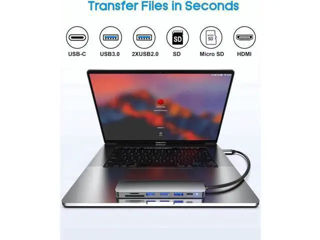 Alt view image 6 of 7 - USB C Hub, USB C Adapter 7 in 1 Multi-port USB C to with 4K HDMI, SD/TF Card Reader, USB C 100W PD, USB 3.0 and 2*USB 2.0, USB C Dock Compatible for MacBook and Type C Devices