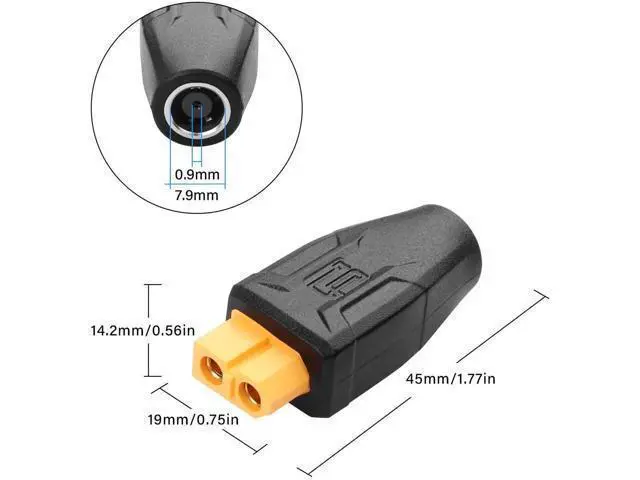 Alt view image 2 of 7 - 2 Pack XT60 to DC7909 Adapter XT60 to DC 7.9mm X 0.9mm Wireless for TS100 Soldering Iron, FPV Monitor Power,Drone (XT-004)