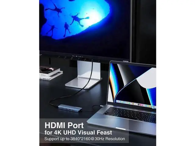 Alt view image 5 of 7 - USB C Hub/Adapter, 6 in 1 with 4K HDMI Output, USB 3.0, 2*USB 2.0, SD/TF Card Reader, USB C Dongle for MacBook Pro/Air, XPS More Type C Devices