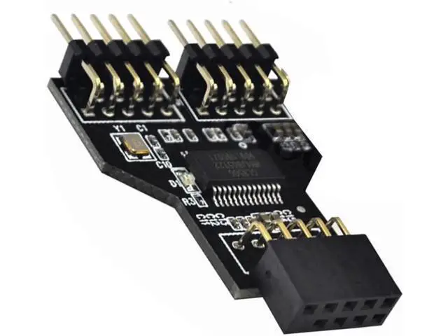 Alt view image 3 of 6 - 9 Pin USB Header Female 1 to 2 Male Board 9-Pin USB HUB USB 2.0 9 Pin Connector Adapter for RGB Splitter with 30cm 60cm Cable (No Cable,2 PCS)
