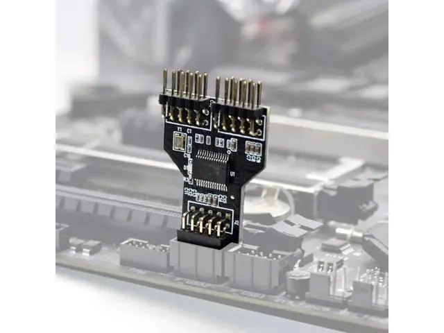 Alt view image 5 of 6 - 9 Pin USB Header Female 1 to 2 Male Board 9-Pin USB HUB USB 2.0 9 Pin Connector Adapter for RGB Splitter with 30cm 60cm Cable (No Cable,2 PCS)