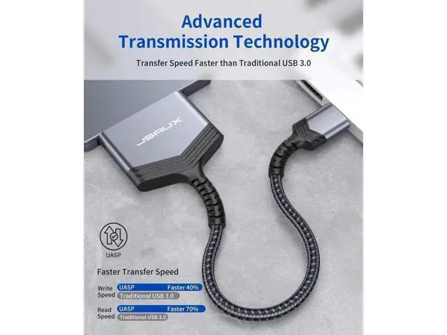 Alt view image 3 of 6 - JSAUX SATA to USB A Cable, USB A 3.0 to 2.5 SATA III Hard Drive Adapter Aluminum Shell Nylon Cord External Converter for SSD/HDD Data Transfer-Grey