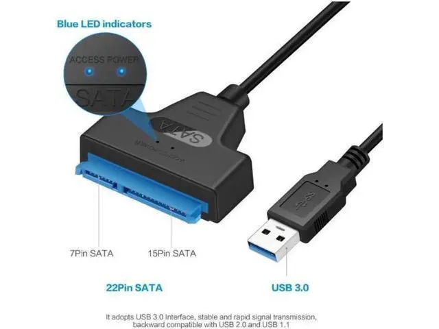 Alt view image 4 of 7 - USB 3.0 SATA III Hard Drive Adapter Cable for 2.5 Inch SSD & HDD Support UASP-20cm, Black, 2-Pack