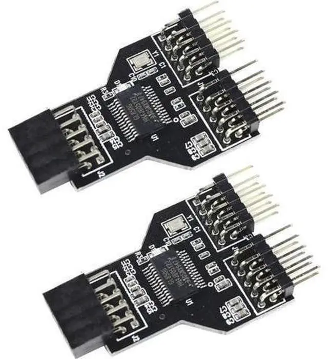 Main image of 9 Pin USB Header Female 1 to 2 Male Board 9-Pin USB HUB USB 2.0 9 Pin Connector Adapter for RGB Splitter with 30cm 60cm Cable (No Cable,2 PCS)