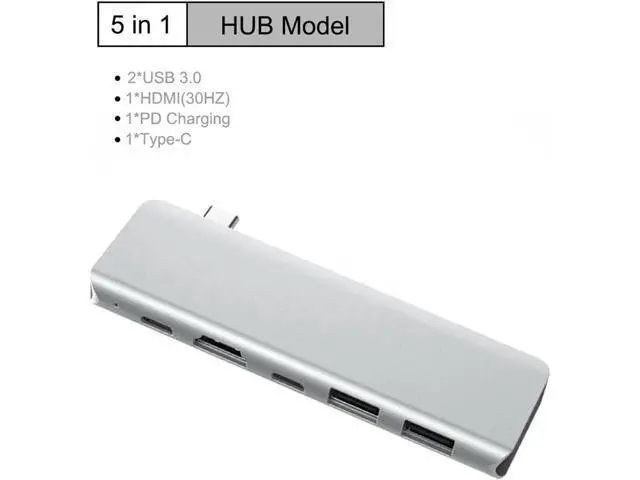 Alt view image 5 of 7 - 5 in 1 USB TYPE-C HUB USB-C to 4K HDMI USB TYPE-C Adapter with 4K HDMI USB 3.0 for MacBook Laptop