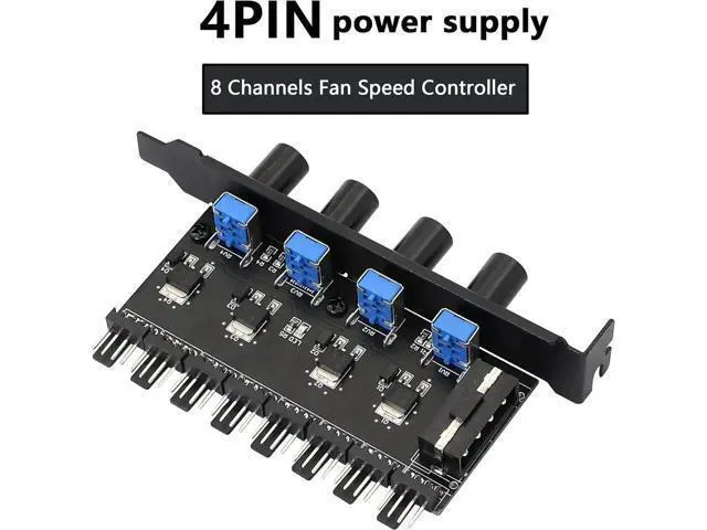 Alt view image 6 of 7 - 4 Knob Cooling Fan Speed Controller PC 8 Channels 12V Fan Hub for CPU Case HDD VGA PWM PCI Bracket- 4Pin Interface Power Supply (4 Pin 4Knob)