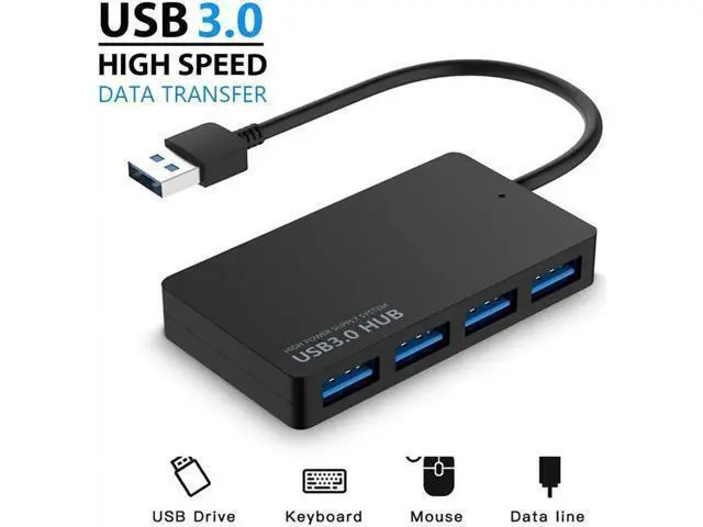 Alt view image 4 of 7 - USB3.0 Hub, 4 Port USB 3.0 Hub , Portable Hub for MacBook, Windows, mac OS, Linux, USB Flash Drives, Mobile HDD etc and Other USB A Devices (Black)