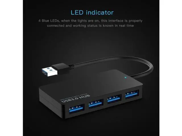 Alt view image 6 of 7 - USB3.0 Hub, 4 Port USB 3.0 Hub , Portable Hub for MacBook, Windows, mac OS, Linux, USB Flash Drives, Mobile HDD etc and Other USB A Devices (Black)