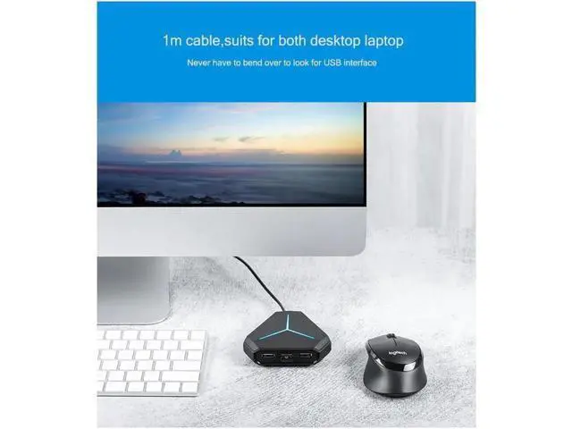 Alt view image 6 of 7 - USB Hub, 6-Port USB 2.0 Hub, with 3ft Cable for Multi-device Desktop Laptop, Notebook PC, Mobile HDD, and More, (6-port USB 2.0 Splitter)