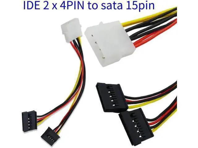 Alt view image 2 of 6 - 4Pin IDE M-olex To 2 Serial ATA SATA Y Splitter Hard Drive Power Supply Cable for Adding SATA Drives for Bitcoin Miner Mining(2 pcs)