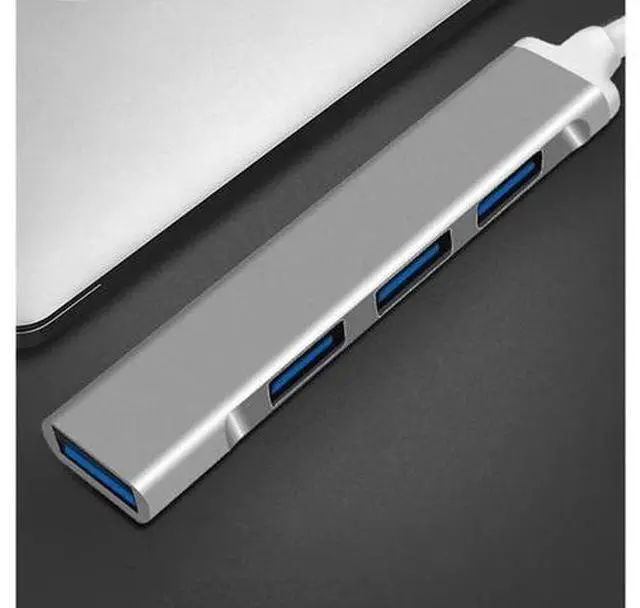 Alt view image 2 of 7 - 4 Port Powered USB 3.0 Hub Splitter, Ultra Slim USB Data Hub for MacBook Air, Laptop, iMac,PC, USB Flash Drives, Hard Drive -Gray