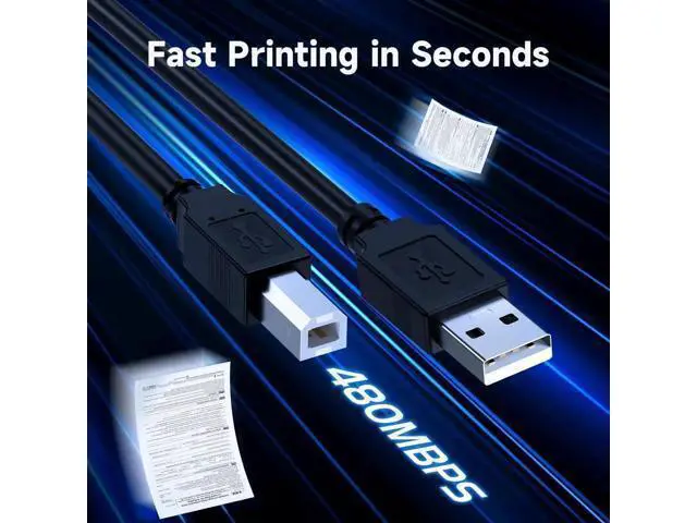 Alt view image 4 of 7 - USB 2.0 Printer Cable 25 FT 2.0 High Speed Printer Cable Type A Male to B Male Long USB A to B Cable 25 Foot
