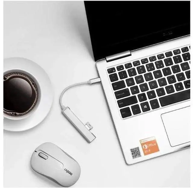 Alt view image 7 of 7 - 4 Port Powered USB 3.0 Hub Splitter, Ultra Slim USB Data Hub for MacBook Air, Laptop, iMac,PC, USB Flash Drives, Hard Drive -Gray