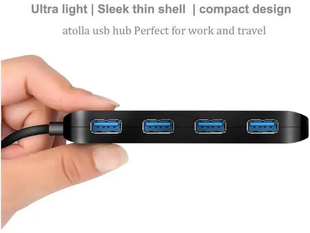 Alt view image 3 of 7 - USB 3.0 Hub Splitter - USB Extender 4 Port USB Ultra Slim Data Hub with Individual Power Switch and LED