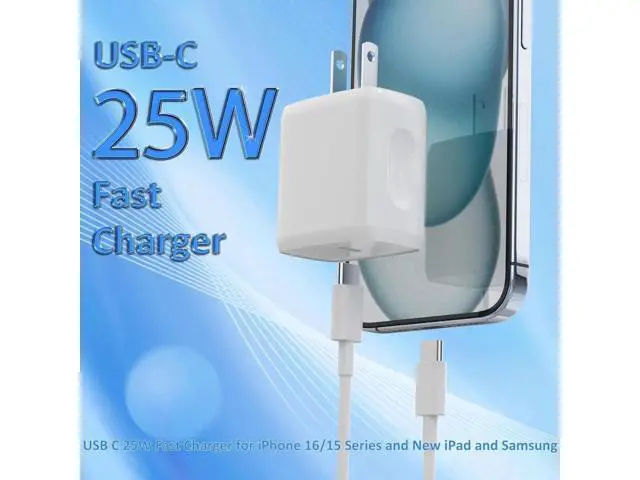 Alt view image 6 of 7 - USB C Charger Type C Fast Charging 2 Pack 25W Chargers Block with 2 Pack 6FT USB C to C Cable for iPhone 15 16 Pro Max/iPad/ Series and More