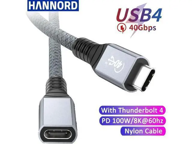 Alt view image 5 of 6 - Thunderbolt 4 USB C Extension Cable USB4 Extend 40Gbps Charging Data Cable 8K@60Hz PD 5A/100W Type-C Data Wire for MacBook Pro, 1 ft. / 0.3M
