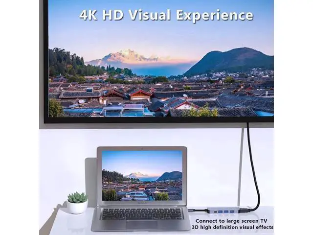 Alt view image 6 of 7 - USB 3.0 Hub 5 in 1, USB Splitter with 1 x HDMI 4k Port, 1 x USB 3.0, 2 x USB 2.0 and 1 x USB C, USB Port Hub USB Extender for MacBook, Laptop, Surface Pro, PS4, PC, Flash Drive, Mobile HDD