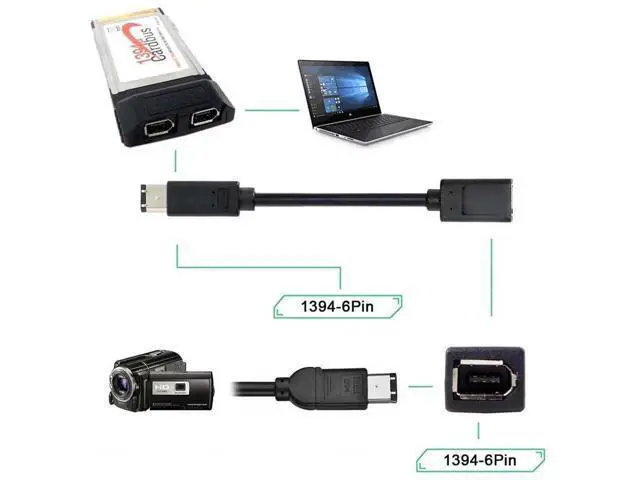 Alt view image 4 of 7 - IEEE 1394 6Pin Firewire to 1394a 6Pin Female to Male Extension Data Video Capture Card Support 400 to 400 Cable 20cm