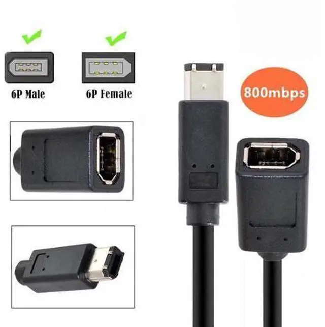 Alt view image 7 of 7 - IEEE 1394 6Pin Firewire to 1394a 6Pin Female to Male Extension Data Video Capture Card Support 400 to 400 Cable 20cm