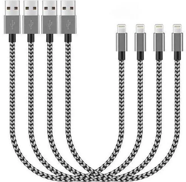 Main image of Short i-Phone Charger Cable 4Pack 1FT USB A to Lightning Cable Braided Fast Charging for iPhone 14 13 12 11 Pro Max/XS XR Max 8 7 6 Plus/ Pad for Car