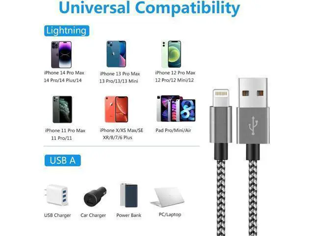 Alt view image 4 of 6 - Short i-Phone Charger Cable 4Pack 1FT USB A to Lightning Cable Braided Fast Charging for iPhone 14 13 12 11 Pro Max/XS XR Max 8 7 6 Plus/ Pad for Car