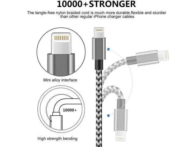Alt view image 5 of 6 - Short i-Phone Charger Cable 4Pack 1FT USB A to Lightning Cable Braided Fast Charging for iPhone 14 13 12 11 Pro Max/XS XR Max 8 7 6 Plus/ Pad for Car