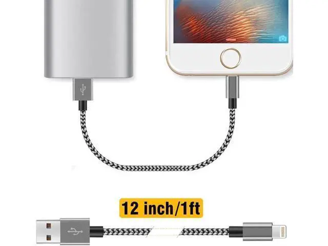 Alt view image 6 of 6 - Short i-Phone Charger Cable 4Pack 1FT USB A to Lightning Cable Braided Fast Charging for iPhone 14 13 12 11 Pro Max/XS XR Max 8 7 6 Plus/ Pad for Car