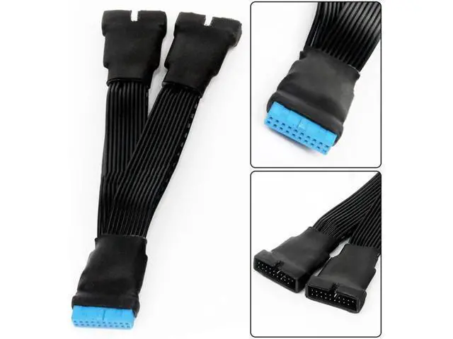 Alt view image 2 of 5 - 12cm 19-pin to USB 3.0 20-pin 1 to 2 Power Splitter Cable 18AWG for Motherboard