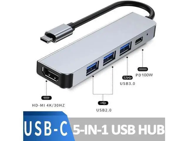 Alt view image 5 of 7 - USB C Hub, 5 in 1 USB C to 4K HDMI Splitter, 3*USB 3.0(5Gbps), 4K HDMI Port, PD 100W Charging, for iPad Pro MacBook Pro Laptops and More
