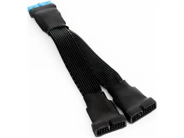 Alt view image 4 of 5 - 12cm 19-pin to USB 3.0 20-pin 1 to 2 Power Splitter Cable 18AWG for Motherboard