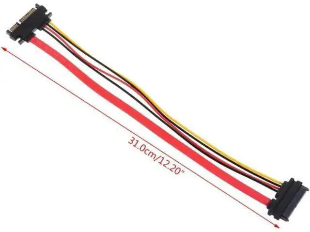 Alt view image 3 of 5 - Cable de alimentación de datos, Cable de extensión macho a hembra SATA Serial ATA, 30cm, 22 pines (15 + 7)
