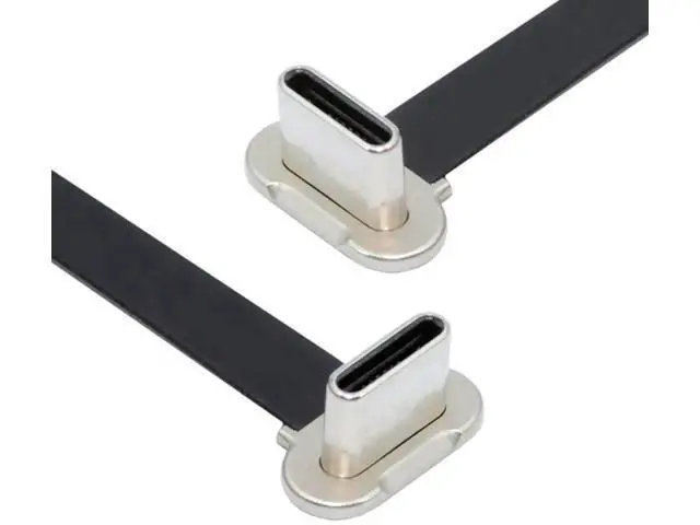 Alt view image 4 of 7 - USB C Short Flat Cable USB 2.0 Type C Dual 90 Degree Angled PD 65W Fast Charge Data Extension 75MM Cable