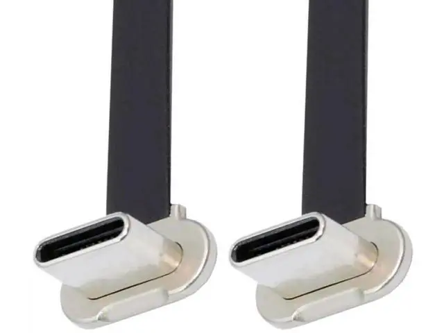 Alt view image 5 of 7 - USB C Short Flat Cable USB 2.0 Type C Dual 90 Degree Angled PD 65W Fast Charge Data Extension 75MM Cable