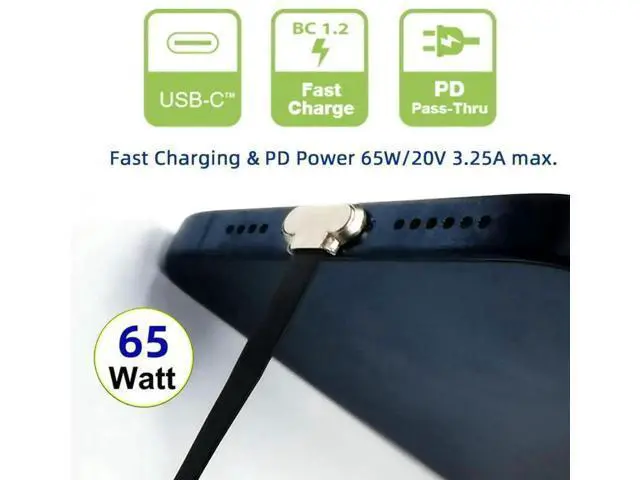 Alt view image 7 of 7 - USB C Short Flat Cable USB 2.0 Type C Dual 90 Degree Angled PD 65W Fast Charge Data Extension 75MM Cable