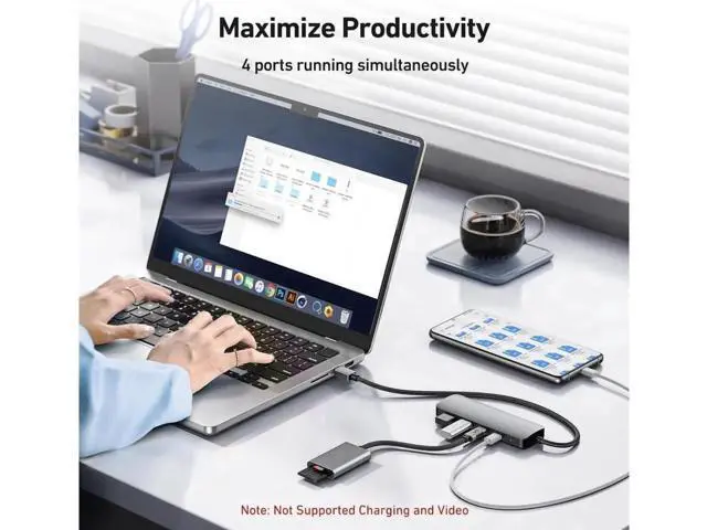 Alt view image 2 of 7 - 4 in 1 USB Hub 10Gbps with 2 USB A Ports+2 USB C Ports, USB 3.2 Gen 2 Hub, USB-C Splitter for iMac, All MacBooks, Mac Laptop Xbox Flash Drive PC