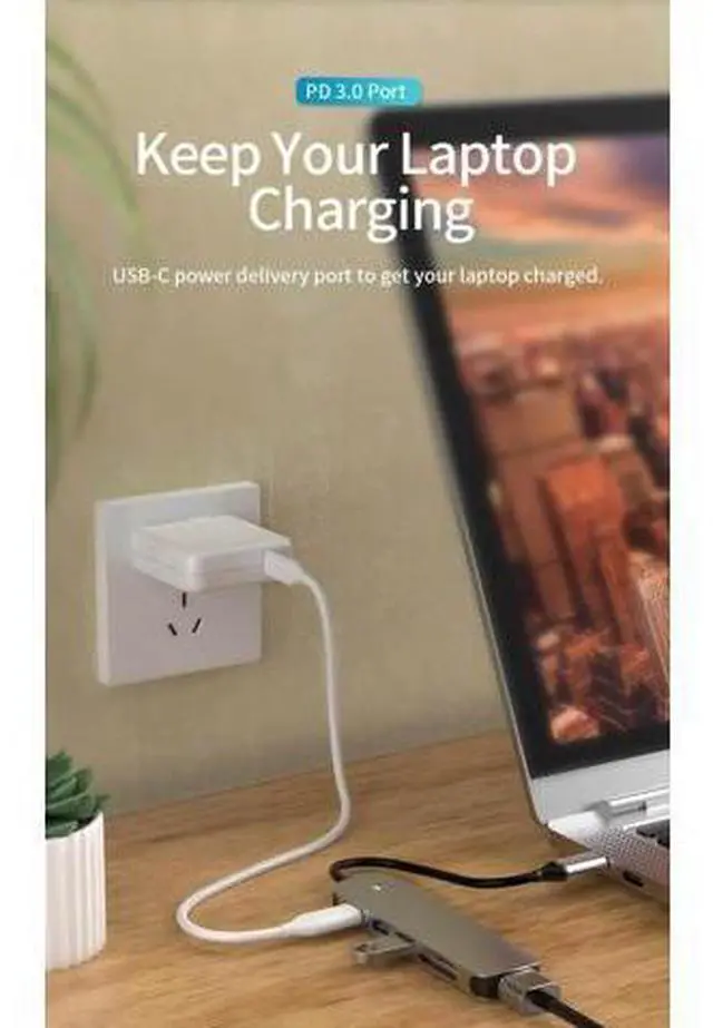 Alt view image 4 of 7 - USB C Hub,Jansicotek 6-In-1 Type C Hub with 4K USB C to HDMI, USB 3.0Ports, USB 2.0 Port, SD/TF Card Reader, USB-C Power Delivery, Portable for Mac Pro and Other Type C Laptops
