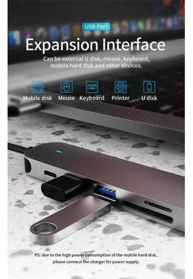 Alt view image 6 of 7 - USB C Hub,Jansicotek 6-In-1 Type C Hub with 4K USB C to HDMI, USB 3.0Ports, USB 2.0 Port, SD/TF Card Reader, USB-C Power Delivery, Portable for Mac Pro and Other Type C Laptops
